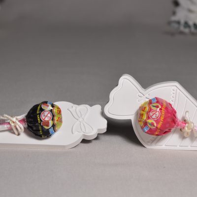 2er Set Schultüte weiss mit Lutscher