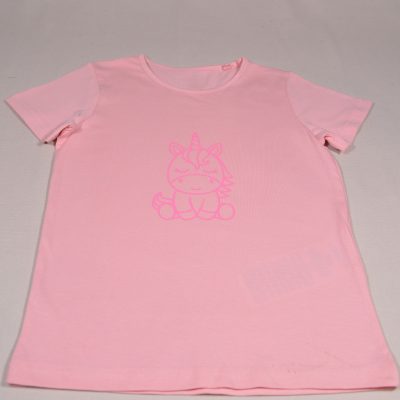 Mädchen T-Shirt rosa Einhorn Gr. 122 personalisiert