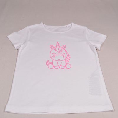 Mädchen T-Shirt Gr. 104 weiss Einhorn personalisiert