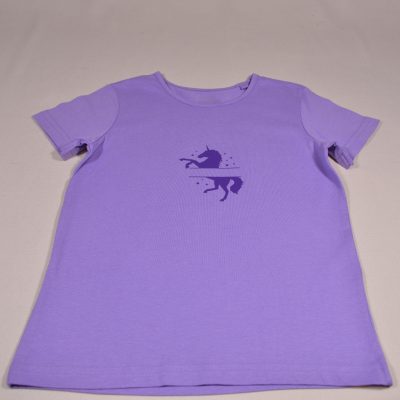 Mädchen T-Shirt lila Einhorn Gr.116 personalisiert