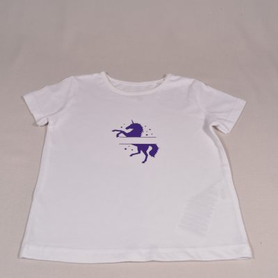 Mädchen T-Shirt weiss Einhorn Gr. 98 personalisiert
