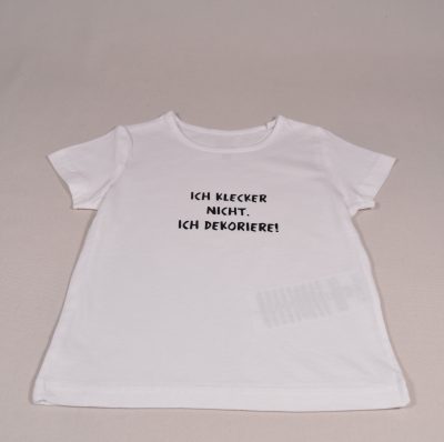 Baby T-Shirt Spruch Ich kleckere nicht ich dekoriere weiss