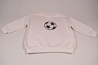Baby Jungen Sweatshirt Fussball warm gefüttert creme Gr. 92 personalisiert