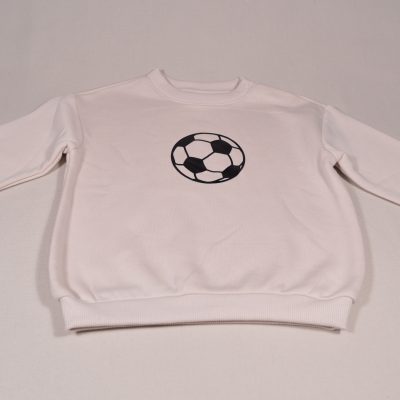 Baby Jungen Sweatshirt Fussball warm gefüttert creme Gr. 92 personalisiert
