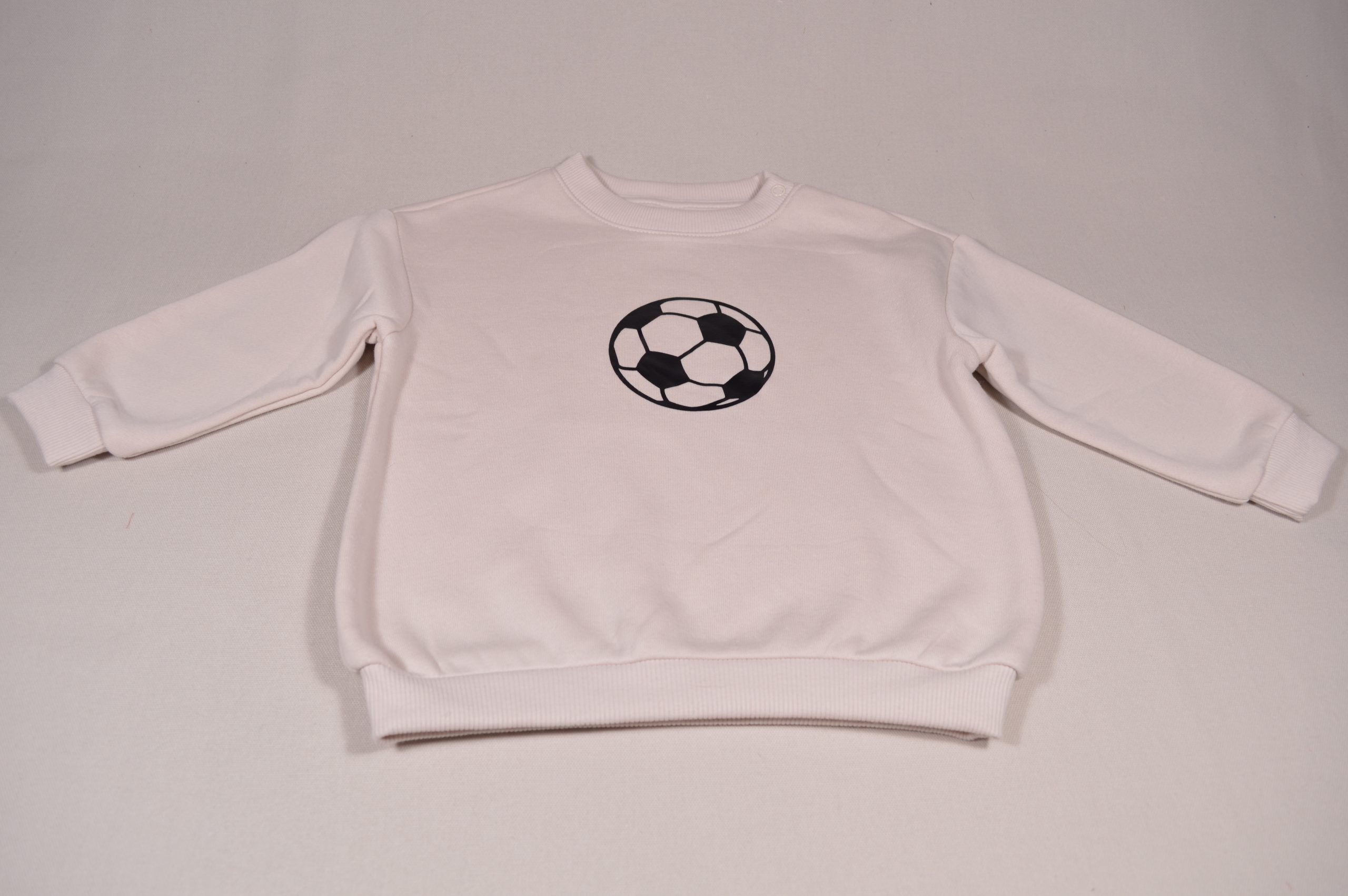 Baby Jungen Sweatshirt Fussball warm gefüttert creme Gr. 92 personalisiert