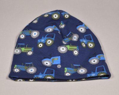 Baby Mütze blau personalisiert Traktoren