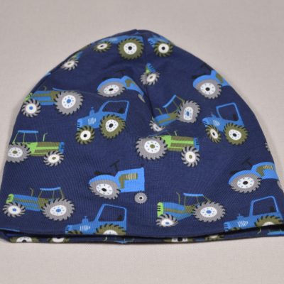 Baby Mütze blau personalisiert Traktoren