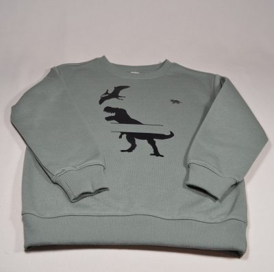 Jungen Sweatshirt olivegrün warm gefüttert Gr. 122 personalisiert